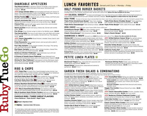 Ruby Tuesday Menu Menu For Ruby Tuesday Central Norfolk Hampton Roads Urbanspoon Zomato