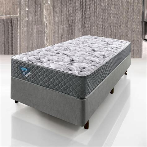 Cama Box Solteiro King Courino Linho Cinza Colchão Adapto Ecoflex