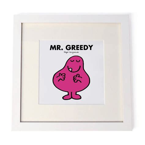 Personalised Mr. Greedy White Framed Print