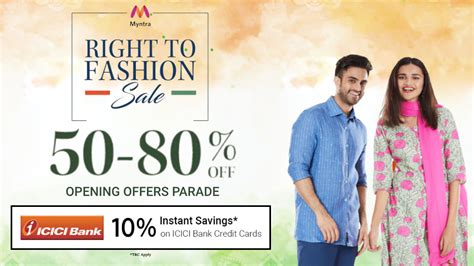 Myntra Right to Fashion Sale 2023 : 50%-80% off + 10% OFF on ICICI Cards