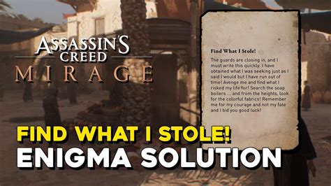 Assassin S Creed Mirage Find What I Stole Enigma Solution Youtube