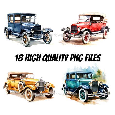 1920s Cars Clipart, Set of 18, Vintage Auto Clipart, Classic Car Art ...