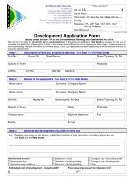 Fillable Online Byron Nsw Gov Development Application Form Byron