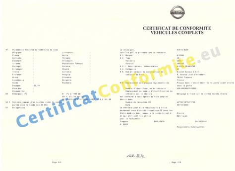 Certificat De Conformit Nissan Coc France