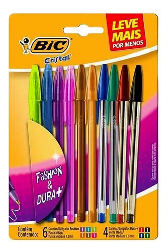 Caneta Bic Fashion Colorida Cristal Cores Esferogr Fica Mercadolivre