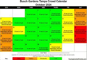 Busch Gardens Tampa Crowd Calendar Touring Central Florida