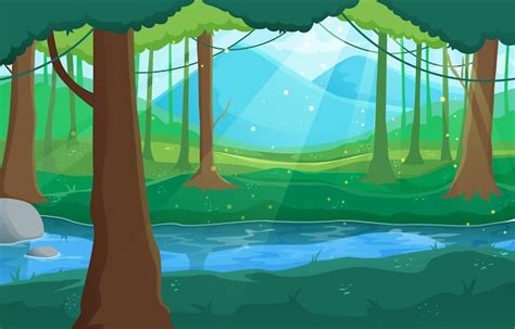 Premium Vector Beautiful Summer Forest Landscape Background