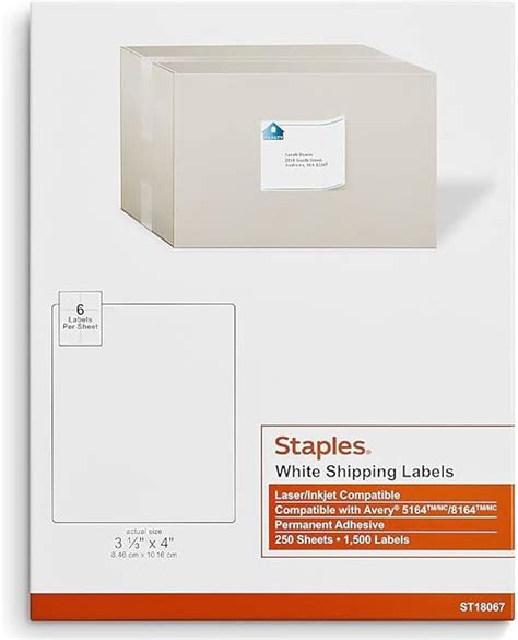 Amazon Staples White Shipping Labels X Sheets