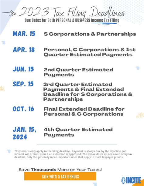 Downloads 2023 Tax Deadlines Incite Tax