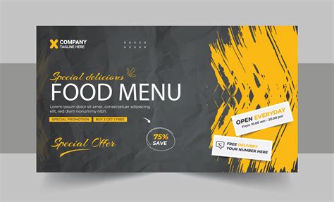 Restaurant Food Menu Social Media Marketing Web Banner Design Pizza