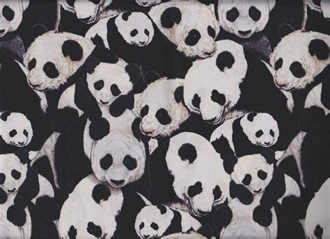 Bty Black And White Packed Pandas Print 100 Cotton Quilt Etsy