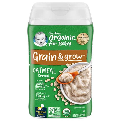 Gerber Organic For Baby Grain Grow Oatmeal Cereal Shop Baby Food