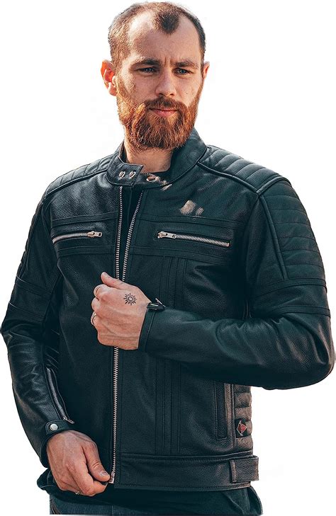 Mens Leather Motorcycle Jacket Two Tone Touring Motorbike Jacket With