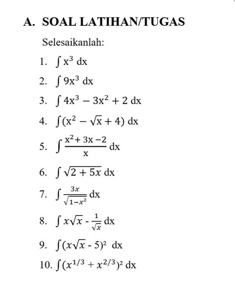 Contoh Soal Rumus Dasar Integral Tak Tentu Kumpulan Soal Matriks Riset