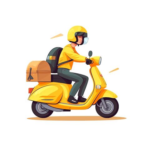 Un Dessin D Un Homme Sur Un Scooter Avec Un Sac Dos Sur Le Dos