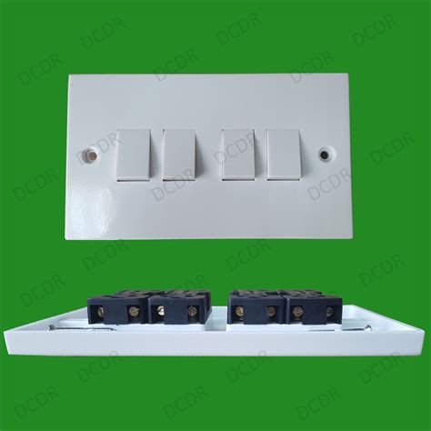 4 Gang 2 Way White Plastic Light Switch 10a 250v Bsen60669 1 Ebay