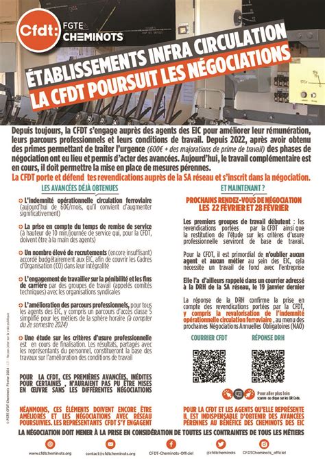 Établissements infra circulation la CFDT poursuit les négociations