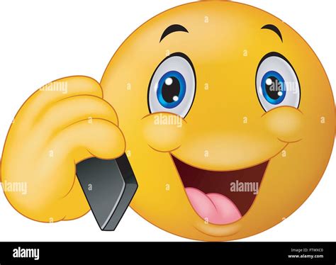 Emoticon smiley talking on cell phone Stock Vector Image & Art - Alamy