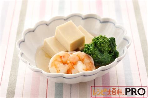 えび、菜の花、高野豆腐の薄くず煮 レシピ大百科pro 味の素kk業務用商品サイト