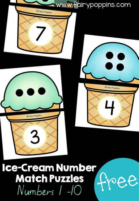 Ice Cream Number Matching Puzzles 1 10 Fairy Poppins