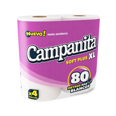 Papel Higienico «soft Plus Xl Simple Hoja 4 X 80 Mts Campanita