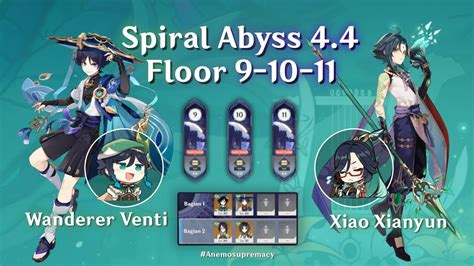 Clearing Spiral Abyss 4 4 9 10 11 With Duo Anemo Wanderer Venti