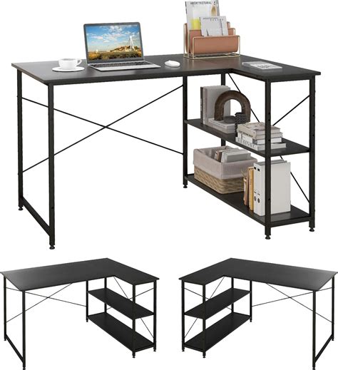 COSTWAY Bureau d angle en Forme L Réversible Poste de Travail avec