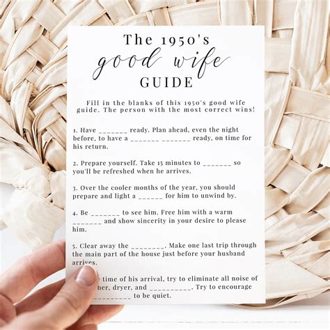 1950s Good Wife Guide 1950 S Housewife Bridal Shower Game Printables