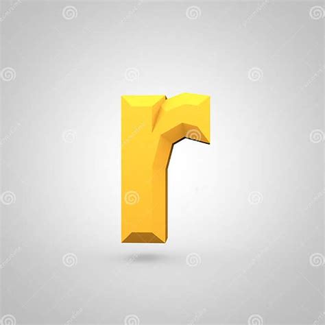 Yellow Low Poly Alphabet Letter R Lowercase Isolated On White