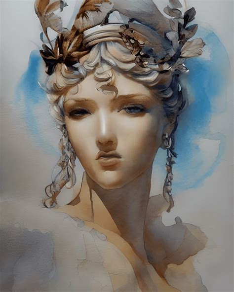 Athena Greek Goddess Watercolor Painting · Creative Fabrica