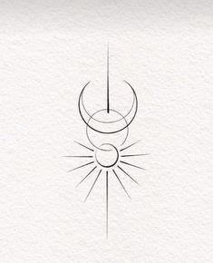 The Sun And Moon Are Drawn In Black Ink On White Paper With An