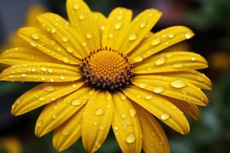 Premium Photo A Yellow Flower With Water Droplets On It