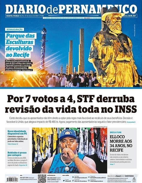 Capa Diario De Pernambuco Edi O Sexta De Mar O De