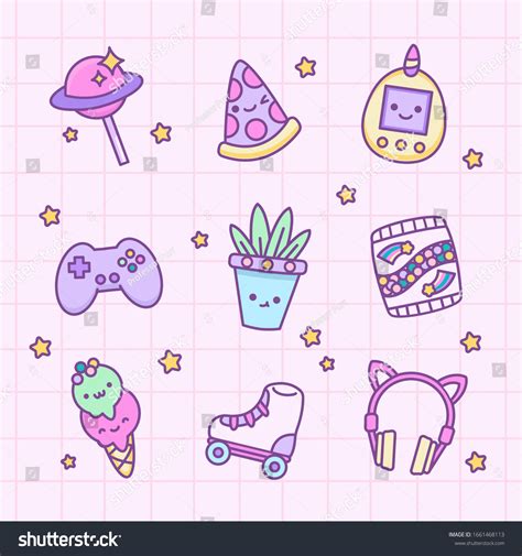 Vector Set Cute Kawaii Character Icons Stock Vector (Royalty Free ...