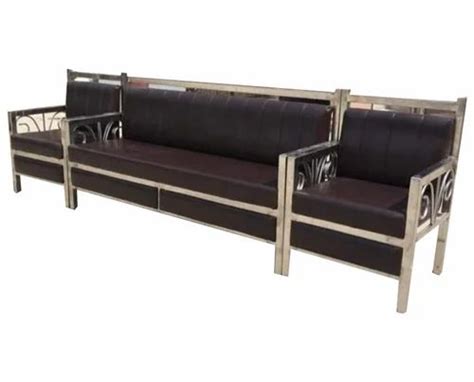 Powder Coated 5 Seater Brown Stainless Steel Sofa Set For Home Size