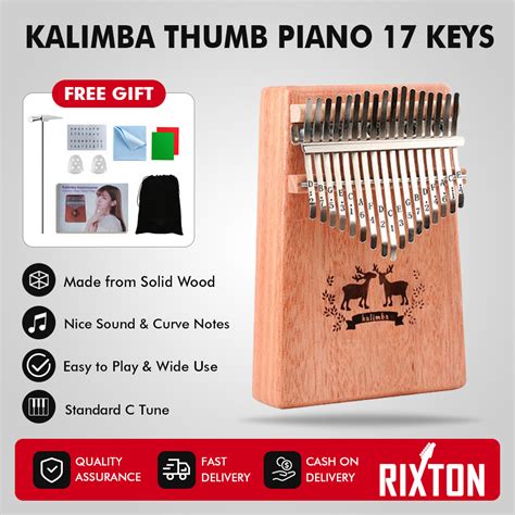 Jual Rixton Kalimba 17 Key Thumb Piano With Tuning Hammer Portable