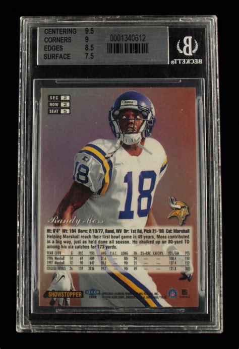 Randy Moss 1998 Flair Showcase Row 2 5 BGS 8 5 Pristine Auction