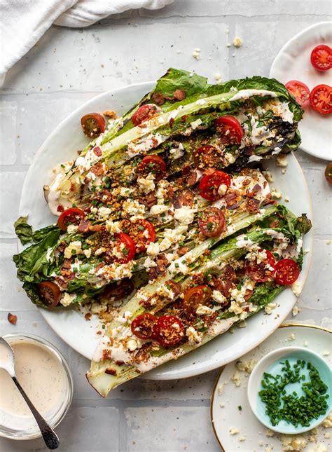 Grilled Romaine Salads With Bacon Tomatoes And Ranch Doctor Woao