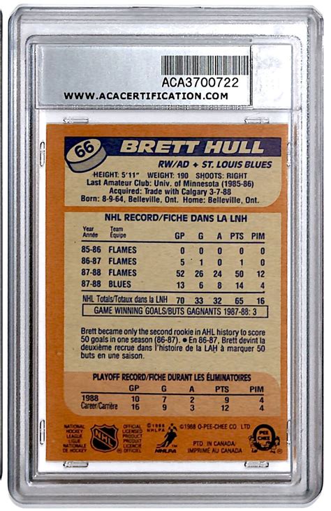 Brett Hull 1988 89 O Pee Chee RC ACA 7 5 MA2 66 St Louis Blues EBay