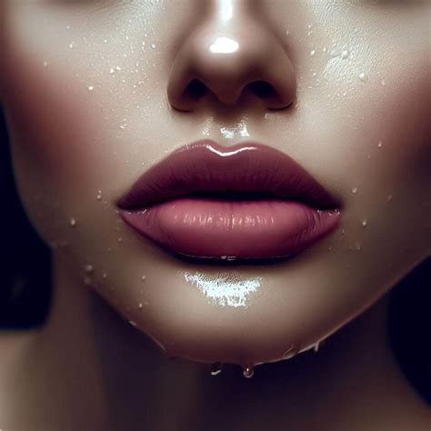 Premium Ai Image With Matte Lips Wet Face