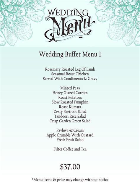 Buffet Wedding Menu