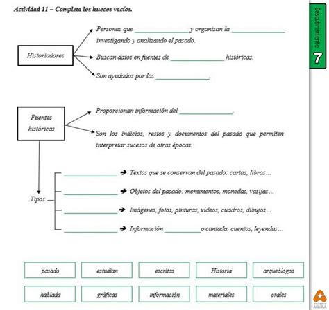 Ficha online de Las fuentes históricas para 3º de Primaria Puedes