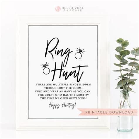 Ring Hunt Game Sign Bridal Shower Printable Search For Rings Game