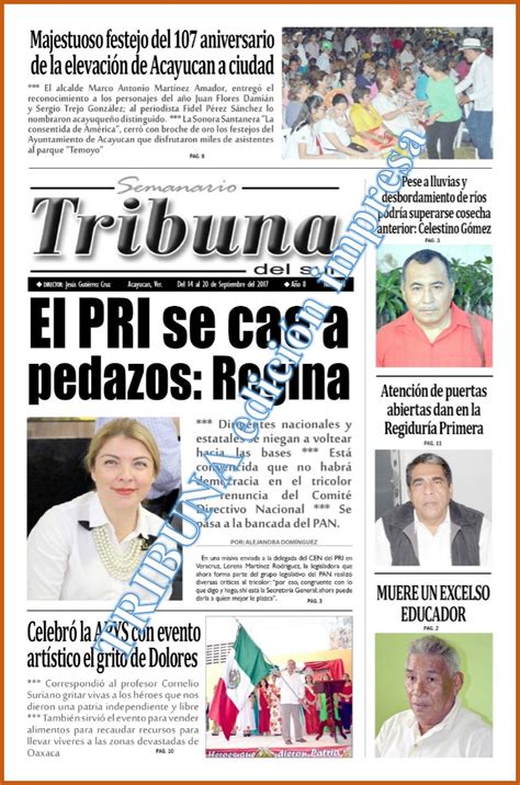 Tribuna Del Sur Acayucan Portada De Tribuna Del Sur No E Impresa