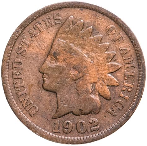 Монета США 1 цент 1902 Indian Head Cent стоимостью 650 руб