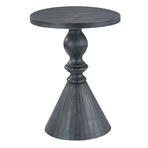 Fluted Fir Wood Accent Table Antique Farmhouse