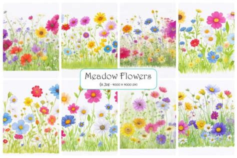 Watercolor Meadow Flowers Digital Paper Graphic By Pixeness Creative