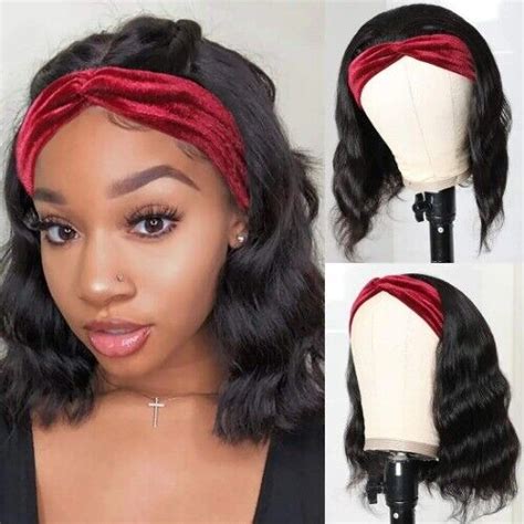 Kinky Curly Headband Bob Wig Humanhair Brazilian Human Hair Wigs With Headbands Ebay