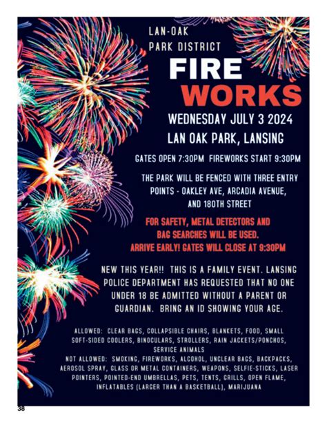 July 3rd Fireworks – 2024 | Lan-Oak Park District