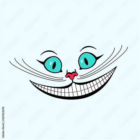 Vector Illustration Of Cheshire Cat Alice In Wonderland The Face Of